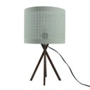 Ver imagem 2 de Abajur de Mesa Base Madeira Cobre e Cúpula Rendada Bege