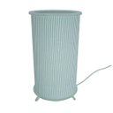 Ver imagem 2 de Abajur Cilíndrico Revestido com Tecido Listrado Crie Casa Cinza e Branco