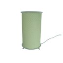 Ver imagem 2 de Abajur Cilíndrico Revestido com Tecido Arabescos Crie Casa Amarelo e Branco