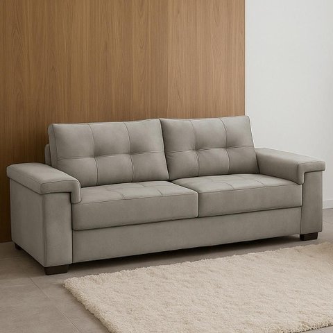 Sofá 3 Lugares para Sala de Estar Living 208cm Allon F04 Veludo Marrom Claro - Lyam Decor