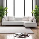 Ver imagem 1 de Sofá de Canto 5 Lugares em Couro Sintético Branco, 2,78m X 1,80m