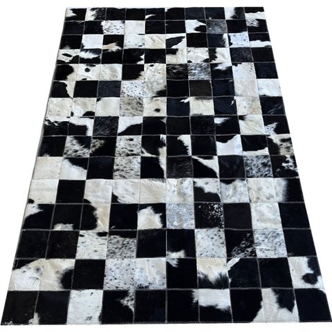 Tapete Couro Preto Branco Salino Malhado 1,00x1,50 s/B Pç 10