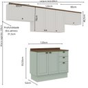 Ver imagem 4 de Cozinha Modulada 4 Peças 100% MDF Americana com Tampo e Rodapé Iluminata Verde/Mint/Branco/Ébano