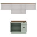 Ver imagem 5 de Cozinha Modulada 4 Peças 100% MDF Americana com Tampo e Rodapé Iluminata Verde/Mint/Branco/Ébano