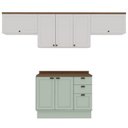Ver imagem 3 de Cozinha Modulada 4 Peças 100% MDF Americana com Tampo e Rodapé Iluminata Verde/Mint/Branco/Ébano