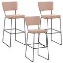Ver imagem 1 de Kit 3 Banquetas Alta para Cozinha Sala de Jantar Base em Aço Fixa Allana L02 Linho Rosê - Lyam