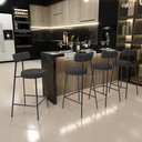 Ver imagem 2 de Kit 02 Banquetas Baixa para Cozinha Sala de Jantar Bancada Milão L02 Bouclê Preto - lyam decor Lyam