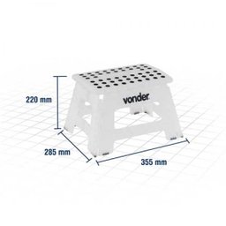 Banqueta Plástica Portátil Dobrável Com Alça Multiuso Vonder 22cm Capacidade 150kg Branca - 9