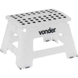 Banqueta Plástica Portátil Dobrável Com Alça Multiuso Vonder 22cm Capacidade 150kg Branca