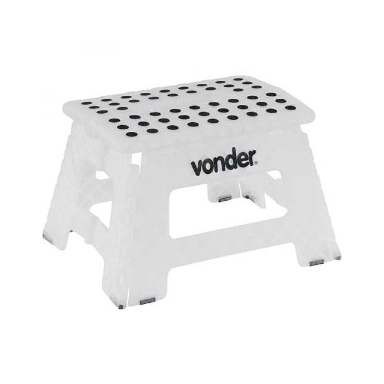 Banqueta Plástica Portátil Dobrável Com Alça Multiuso Vonder 22cm Capacidade 150kg Branca