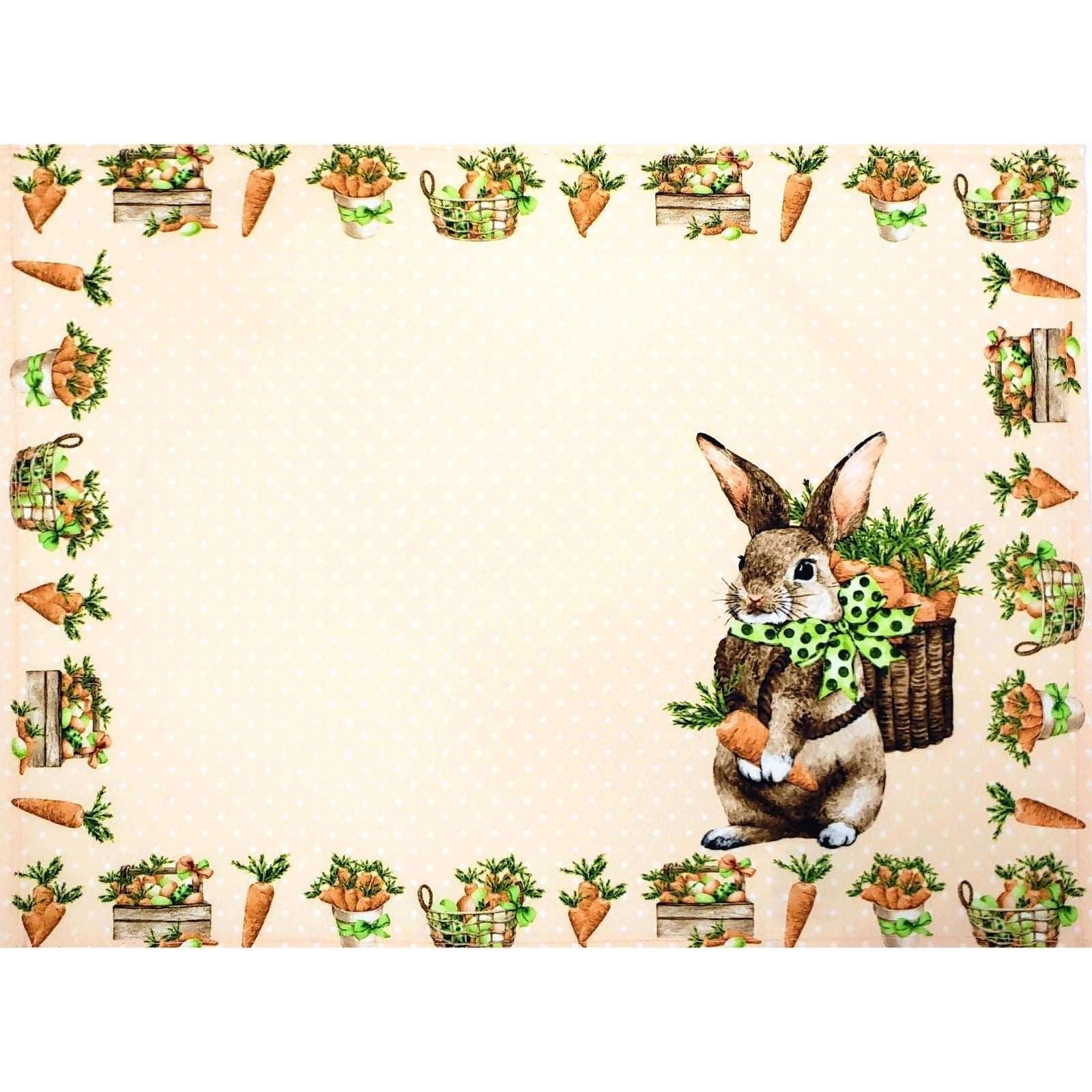 Kit 4 Jogos Americanos Cesta Coelho da Páscoa Poá Laranja 43cmx34cm:laranja