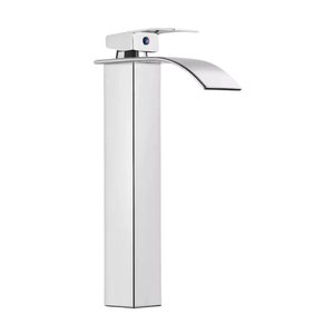 Torneira Banheiro Cascata Alta Prata C/ Monocomando