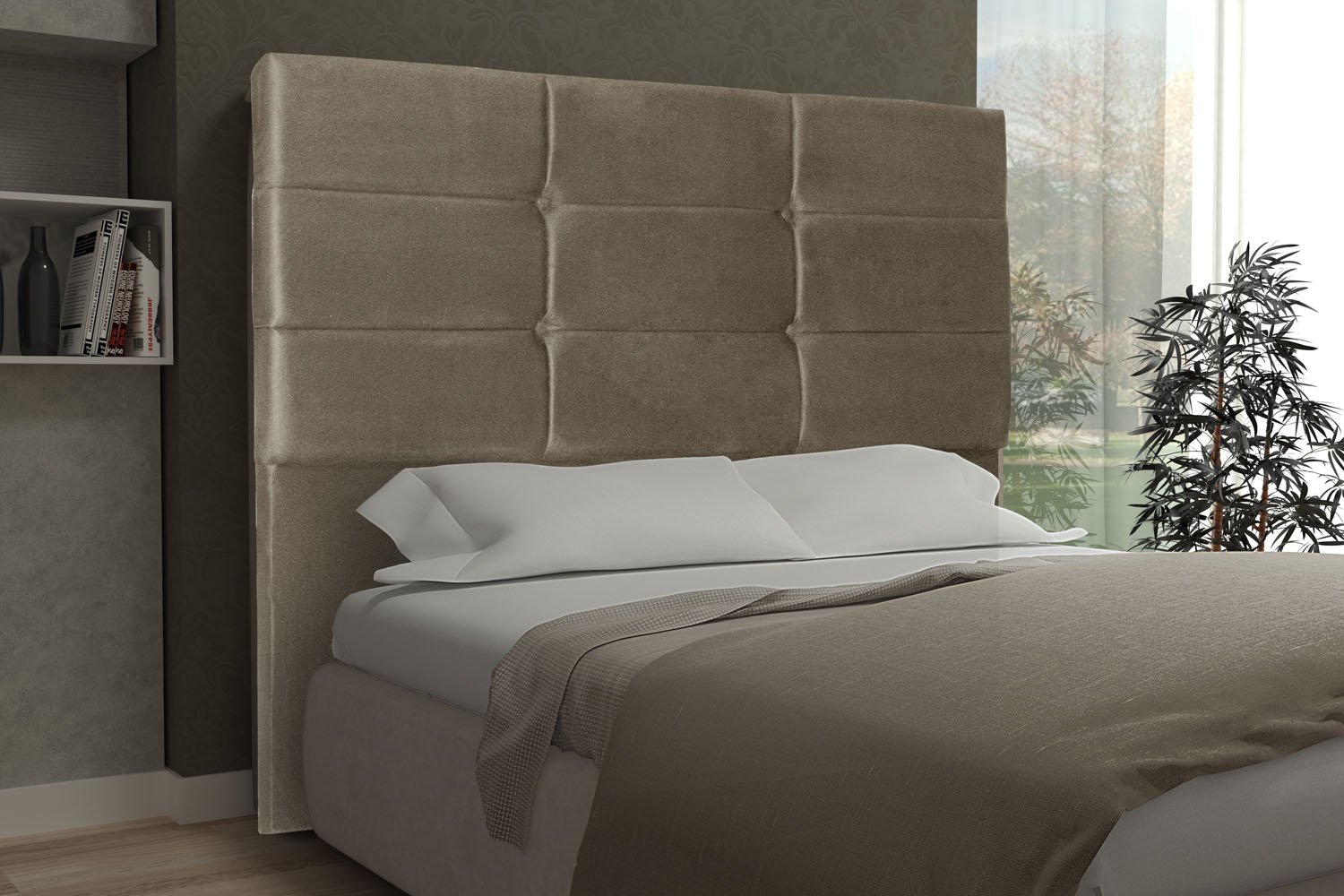 Cabeceira Cama Box Casal King 195cm Toquio com Frame - Móveis Roperi - Suede Bege - 2