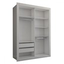 Ver imagem 4 de Guarda-roupa Solteiro Cardiff 2 Portas 2 Gavetas com Espelho Branco - Panorama Móveis