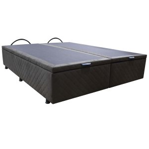 Base Cama Box Baú King Size Suede Bordado Marrom Skybox