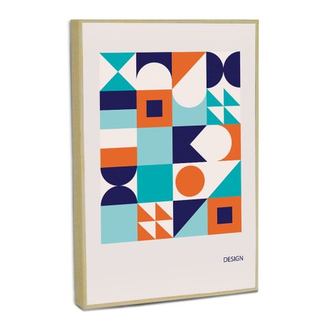 Quadro Decorativo Bauhaus Design Minimalista com Moldura Filete