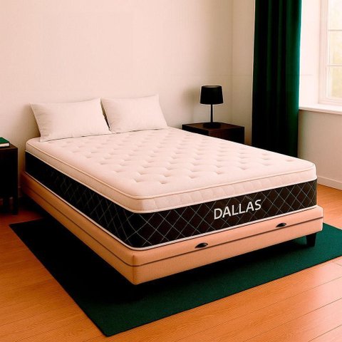 Cama Box Viúvo e Colchão Dallas Molas V-store 128x188x20 Bege