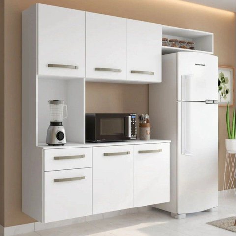 Cozinha Completa Suspensa 6 Portas 1 Gaveta Belíssima Home :Branco