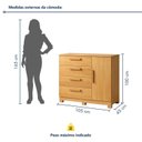 Ver imagem 3 de Cômoda para Quarto 4 Gavetas e 1 Porta Sapateira Flora Marrom/Cinamomo