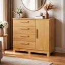 Ver imagem 1 de Cômoda para Quarto 4 Gavetas e 1 Porta Sapateira Flora Marrom/Cinamomo