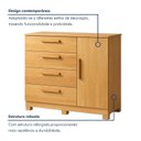 Ver imagem 5 de Cômoda para Quarto 4 Gavetas e 1 Porta Sapateira Flora Marrom/Cinamomo