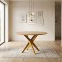 Ver imagem 1 de Mesa de Jantar Redonda Madeira Maciça 6 Lugares 130cm Lisboa