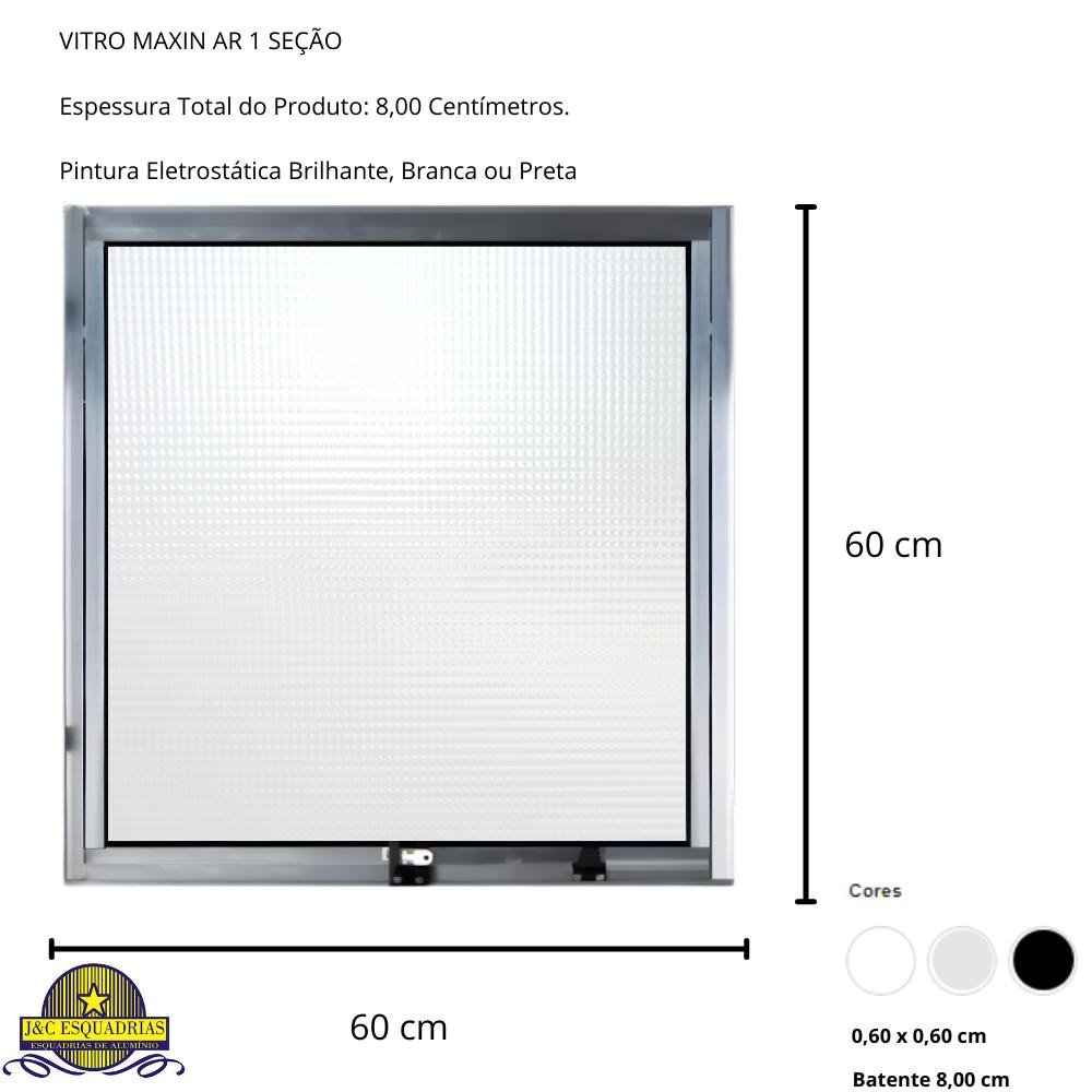 Janela Vitro Max Ar sem Grade de Aluminio Brilhante 60x60 com Vidro Mini Boreal Transparente J&c - 4