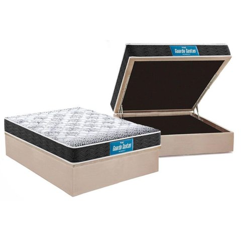 Cama Box Baú Casal: Colchão Espuma Probel D28 / EP Guarda Costas PróMiddle Double Face + Base CRC Su