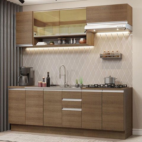 Armário de Cozinha Completa 240cm Rustic Glamy Madesa 03