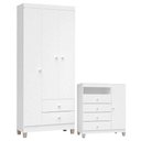 Ver imagem 1 de Cômoda e Guarda Roupa 3 Portas Ternura Baby Branco Flex - Incorplac