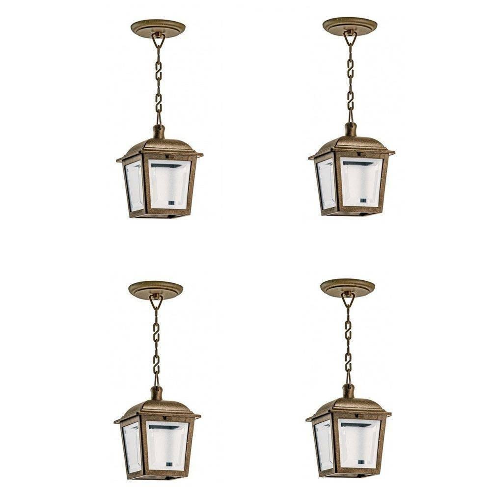 4 Un Luminária Pendente Colonial Externa Injetado Imbuia Marrom Ac992