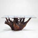 Ver imagem 3 de Mesa de Jantar 6 Lugares Retangular com Tampo em Vidro Temperado Base de Raiz Natural 200cm Casa Lar