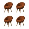 Kit 4 Poltronas Decorativa Canastra Estofada Veludo Laranja Terracota Pés Palito em Madeira Maciça - 1