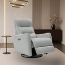 Ver imagem 1 de Poltrona do Papai Reclinável Sala de Estar Plaza Usb e Usb-c Gira Balança Couro Cinza Claro G40 - Gr