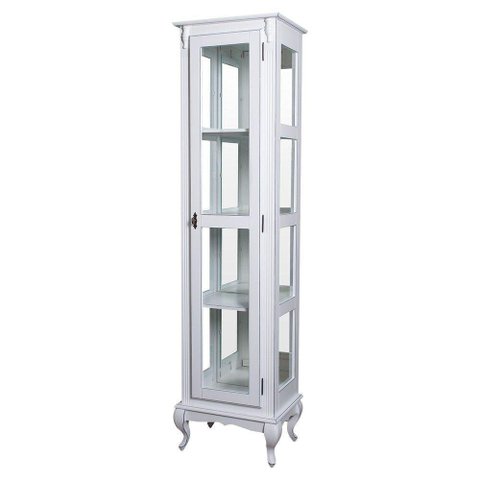 Cristaleira Torre Lateral Com 1 Porta de Vidro e 3 Prateleiras Com Espelhos 1077-e Cera Clara
