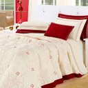 Ver imagem 1 de Cobre Leito Belle 5 peças Queen 2,60m X 2,40m - Palha Tabaco - Palha/Vermelho