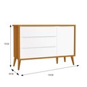 Ver imagem 4 de Cômoda Infantil 1 Porta e 3 Gavetas Theo Retrô Branco/Savana com Pés Amadeirado - Reller Móveis