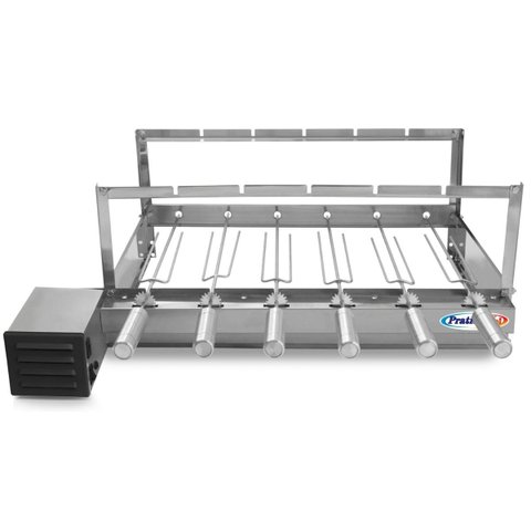 Gira Grill Inox 6 Espetos para Churrasqueira Bivolt Pratic