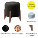 Ver imagem 4 de Puff Estofado Decorativo para Sala Redondo Marrocos Veludo:preto
