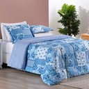 Ver imagem 2 de Kit Edredom Dallas Super King Dupla Face Microfibra 3 Peças - Azul Sereno Patchwork