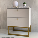 Ver imagem 3 de Mesa de Cabeceira Industrial Mdf com Pés Metalon Dourado Plancasa Cinza Cristal Tx