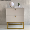 Ver imagem 2 de Mesa de Cabeceira Industrial Mdf com Pés Metalon Dourado Plancasa Cinza Cristal Tx