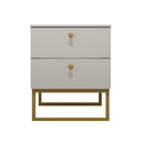 Ver imagem 1 de Mesa de Cabeceira Industrial Mdf com Pés Metalon Dourado Plancasa Cinza Cristal Tx