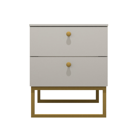 Mesa de Cabeceira Industrial Mdf com Pés Metalon Dourado Plancasa Cinza Cristal Tx