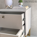 Ver imagem 4 de Mesa de Cabeceira Industrial Mdf com Pés Metalon Dourado Plancasa Cinza Cristal Tx