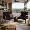 Ver imagem 1 de Kit 2 Poltronas Haley Decorativa Linho Sala Estar Área Gourmet Varanda Madeira Maciça:preto