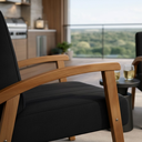 Ver imagem 2 de Kit 2 Poltronas Haley Decorativa Linho Sala Estar Área Gourmet Varanda Madeira Maciça:preto