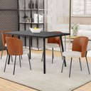 Ver imagem 1 de Kit 3 Cadeiras Sala de Jantar Estofada Gavi L02 Couríssimo Camel Linho Cru - Lyam Decor