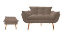 Ver imagem 1 de Kit Namoradeira +1 Puff Puf Decorativo Opala Suede Capuccino Pés Madeira Mz Decor