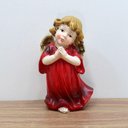 Ver imagem 2 de Enfeite Estatueta Anjinho Vermelho Anjo em Resina Natal 13cm